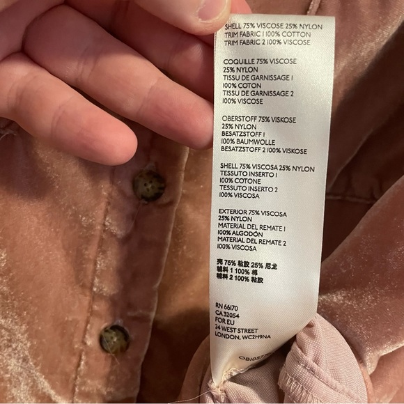 Maeve by Anthropologie Karina Crushed Velvet Button Up Size 2 - Picture 9 of 9